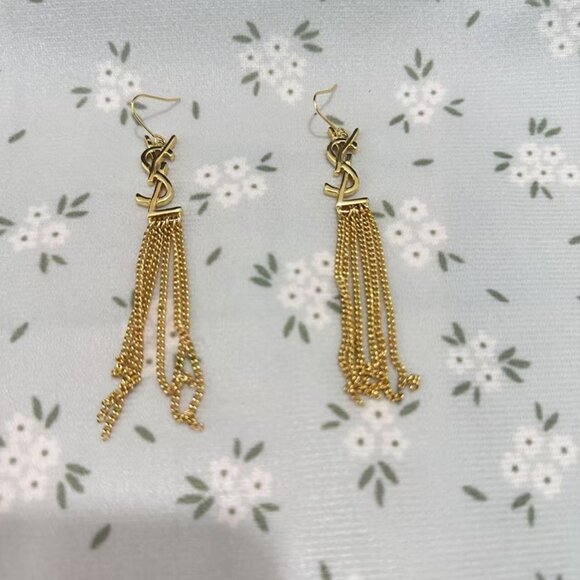 Yves Saint Laurent Jewelry - Gold-Tone Metal Drop Earrings With Multiple Gold Tassel ChYslyves Saint Laurent